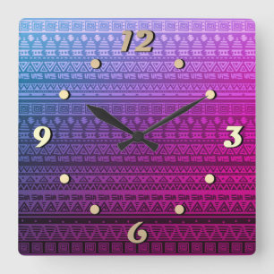 Brown Ethnic Quadratische Wanduhr