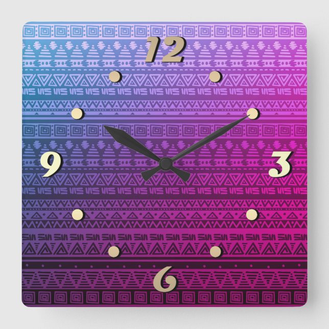 Brown Ethnic Quadratische Wanduhr (Vorderseite)