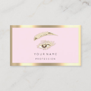 Brown Eyelash Brow Makeup Logo QrCode Blush Gold Visitenkarte