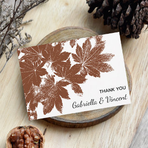 Brown Fall Leaf Briefmarke Hochzeit Flat Danke Not Mitteilungskarte