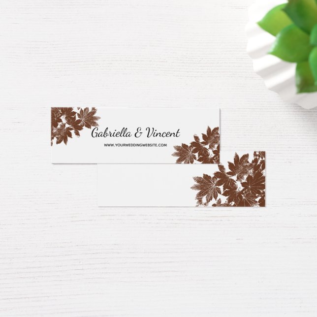 Brown Fall Leaf Briefmarke Wedding Website Card (Schreibtisch)