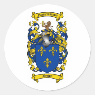 BROWN-FAMILIENWAPPEN - BROWN-WAPPEN RUNDER AUFKLEBER