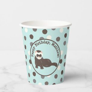 Brown Ferret Mint Green Polka Dot Party Pappbecher