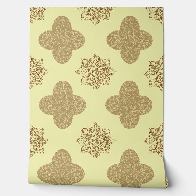 Brown Floral Arabesque Wallpaper Tapete (Abrollen)