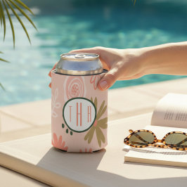 Brown Floral Monogram Foil Dosenkühler