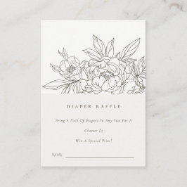 Brown Floral Sketch Diaper Raffle Baby Dusche Begleitkarte