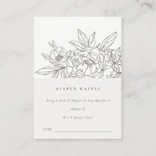 Brown Floral Sketch Diaper Raffle Baby Dusche Begleitkarte