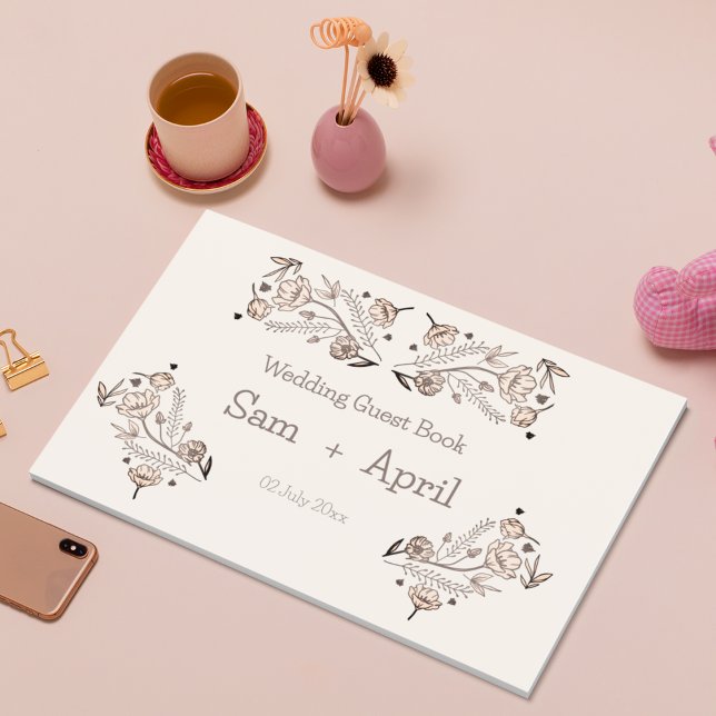 Brown Floral Wedding Theme Gästebuch (simple and ethnic theme Guest book)