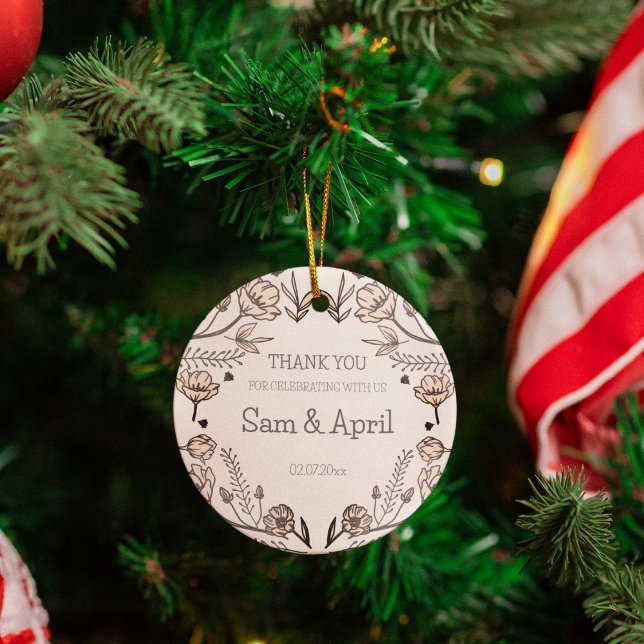 Brown Floral Wedding Theme Geschenkanhänger (Hang or tie these tags on your return gifts or stationery)