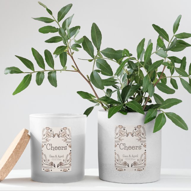 Brown Floral Wedding Theme Lebensmitteletikett (Stickers to stick on your return gifts or stationery )