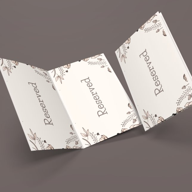Brown Floral Wedding Theme Platzkarte (Reserved card to keep on guests table to make proper seating arrangements)