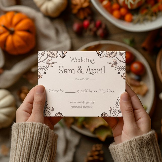 Brown Floral Wedding Theme RSVP Karte (RSVP card perfect for all the theme wedding )