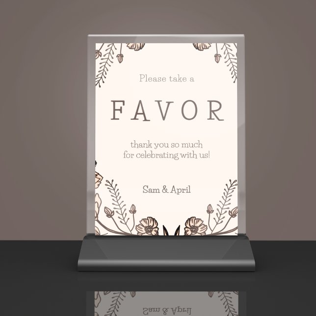 Brown Floral Wedding Theme Sockelschild (Table sign boards with sweet thank you)