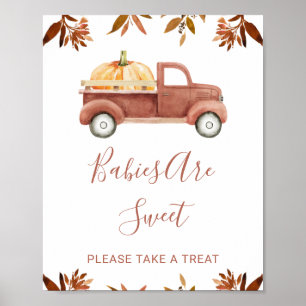 Brown Foliage Pumpkin Truck Baby Duschzeichen Poster