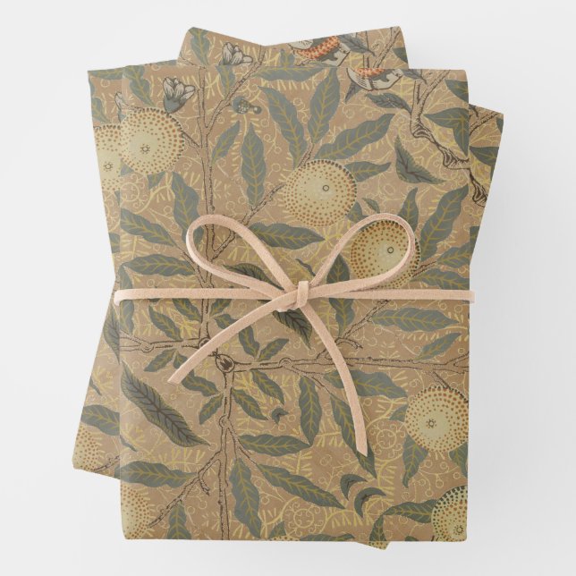 Brown Foliage Vintag William Morris Geschenkpapier Set (Beispiel)