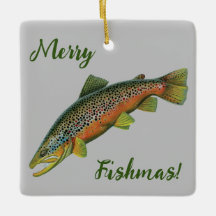 Brown Foreut Merry Fishmas Ornament