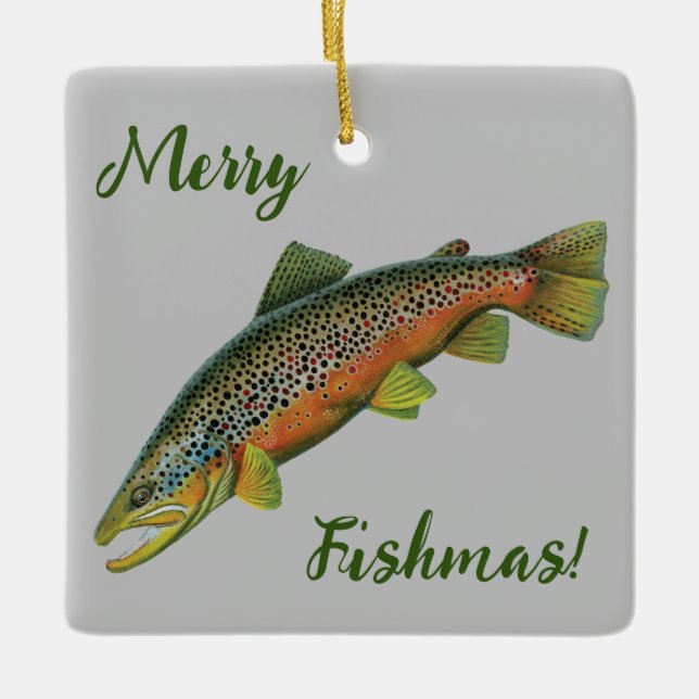 Brown Foreut Merry Fishmas Ornament (Vorderseite)