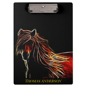 Brown Fraktal Horse Clipboard Klemmbrett