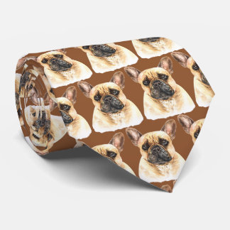 Brown French Bulldog Krawatte