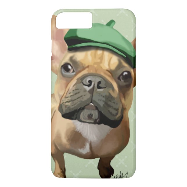 Brown French Bulldog mit Green Hat Case-Mate iPhone Hülle (Rückseite)