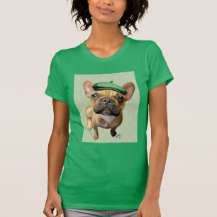 Brown French Bulldog mit Green Hat T-Shirt