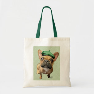 Brown French Bulldog mit Green Hat Tragetasche