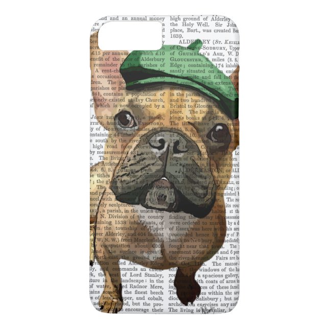 Brown French Bulldog mit Grünem Hut 2 Case-Mate iPhone Hülle (Rückseite)