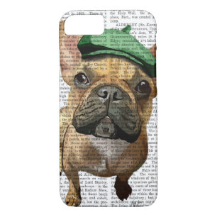 Brown French Bulldog mit Grünem Hut 2 Case-Mate iPhone Hülle
