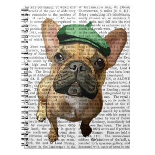 Brown French Bulldog mit Grünem Hut 2 Notizblock