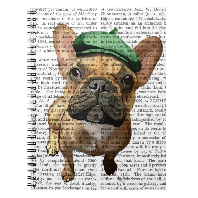 Brown French Bulldog mit Grünem Hut 2 Notizblock (Vorderseite)