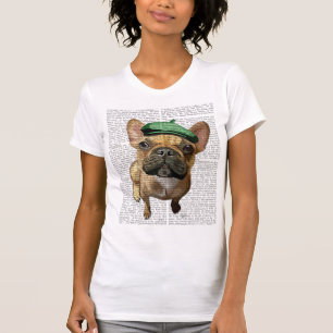 Brown French Bulldog mit Grünem Hut 2 T-Shirt