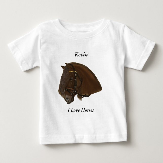 Brown Friesian Draft Horse Baby T-shirt (Vorderseite)