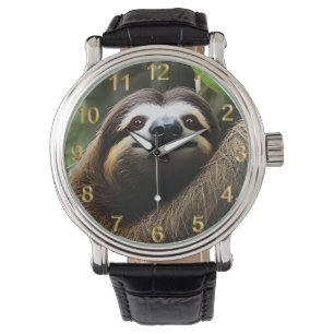 Brown Fuzzy Sloth, Mens Watch Armbanduhr