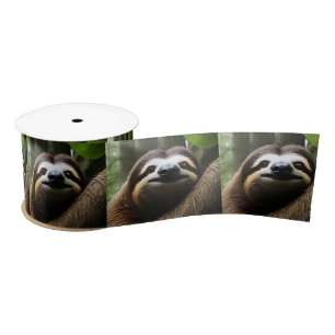 Brown Fuzzy Sloth, Satinband