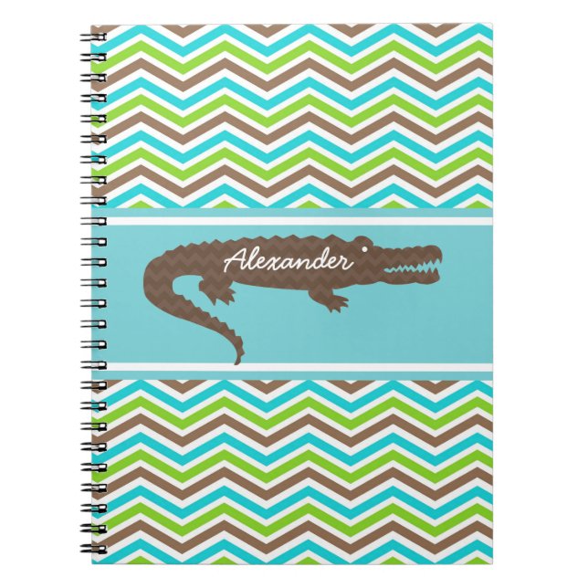 Brown Gator auf Zickzack Personalisiertem Notebook Notizblock (Vorderseite)