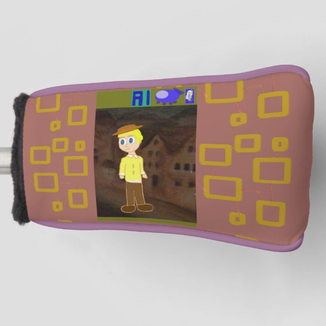 Brown Geometric Cartoon Theme Golf Headcover (Vorderseite)