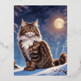 Brown gepunktet Sibirienkatze der Zauberer, Fantas Folien Feiertagspostkarte