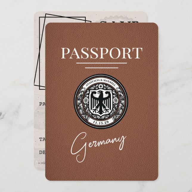 Brown Germany Pass Save the Date (Vorne/Hinten)
