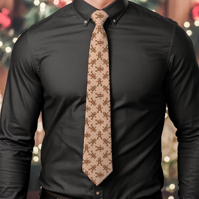 Brown Gingerbread Man Polka Dot Christmas Krawatte (Von Creator hochgeladen)