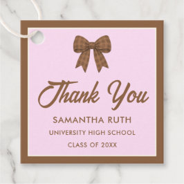 Brown Gingham Bow Graduation Party Favor Tags Geschenkanhänger