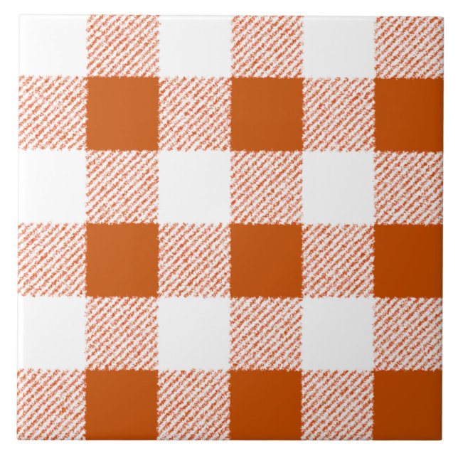 Brown Gingham Karo Pattern Fliese (Vorderseite)