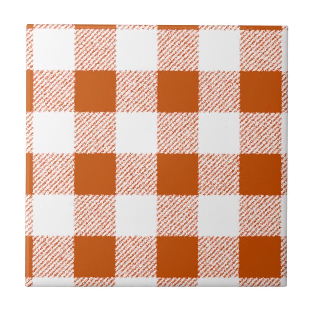 Brown Gingham Karo Pattern Fliese (Vorderseite)