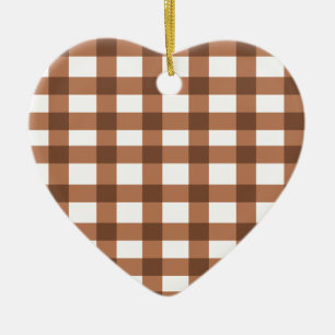 Brown Gingham Keramik Ornament