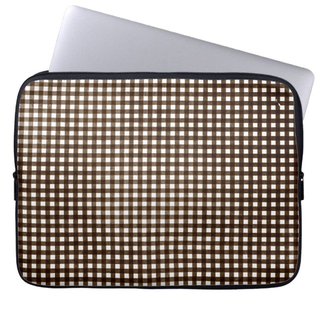Brown Gingham Laptopschutzhülle (Vorderseite)