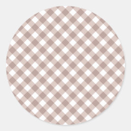 Brown Gingham Pattern Runder Aufkleber