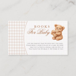 Brown Gingham Teddy Bear Neutral Baby Shower Paper Begleitkarte