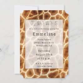 Brown Giraffe Animal Print Einladung