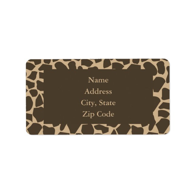 Brown Giraffe Muster Print Adressaufkleber (Vorne)