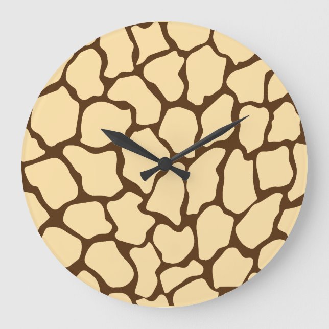 Brown Giraffe Pattern – Minimal Animal Print Große Wanduhr (Vorderseite)