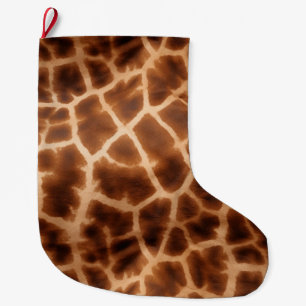 Brown Giraffe Print Großer Weihnachtsstrumpf